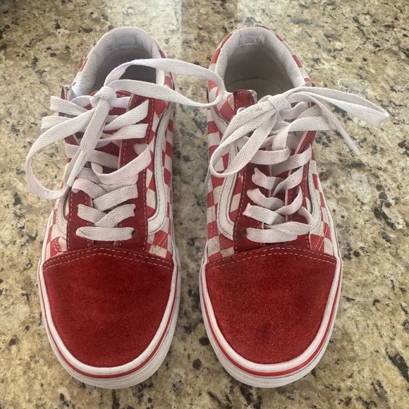 Vans Shoes - Vans Red and White Suede Sneakers Womens size 6.5 men's size 5
